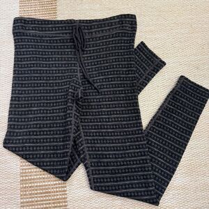 Dakini 100% Merino Wool Leggings Women's S Black Grey Fair Isle Pattern Pants